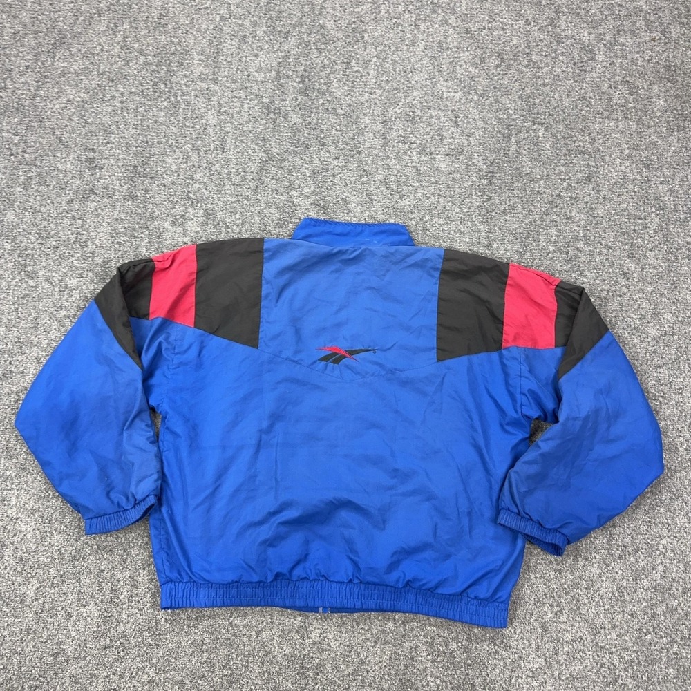Vintage Reebok Windbreaker Jacket Mens Large Blue Colorblock Full Zip Nylon